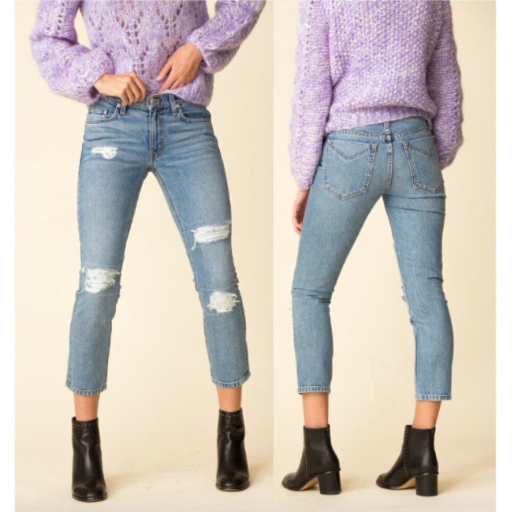 Derek Lam 10 Crosby Mila Distressed Mid-Rise Girlfriend Jeans